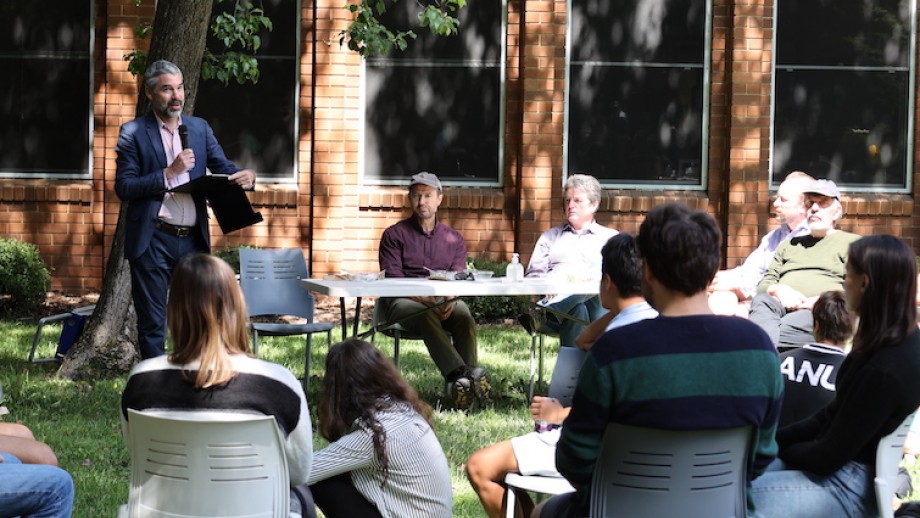 Saul Cunningham speaking to an audience